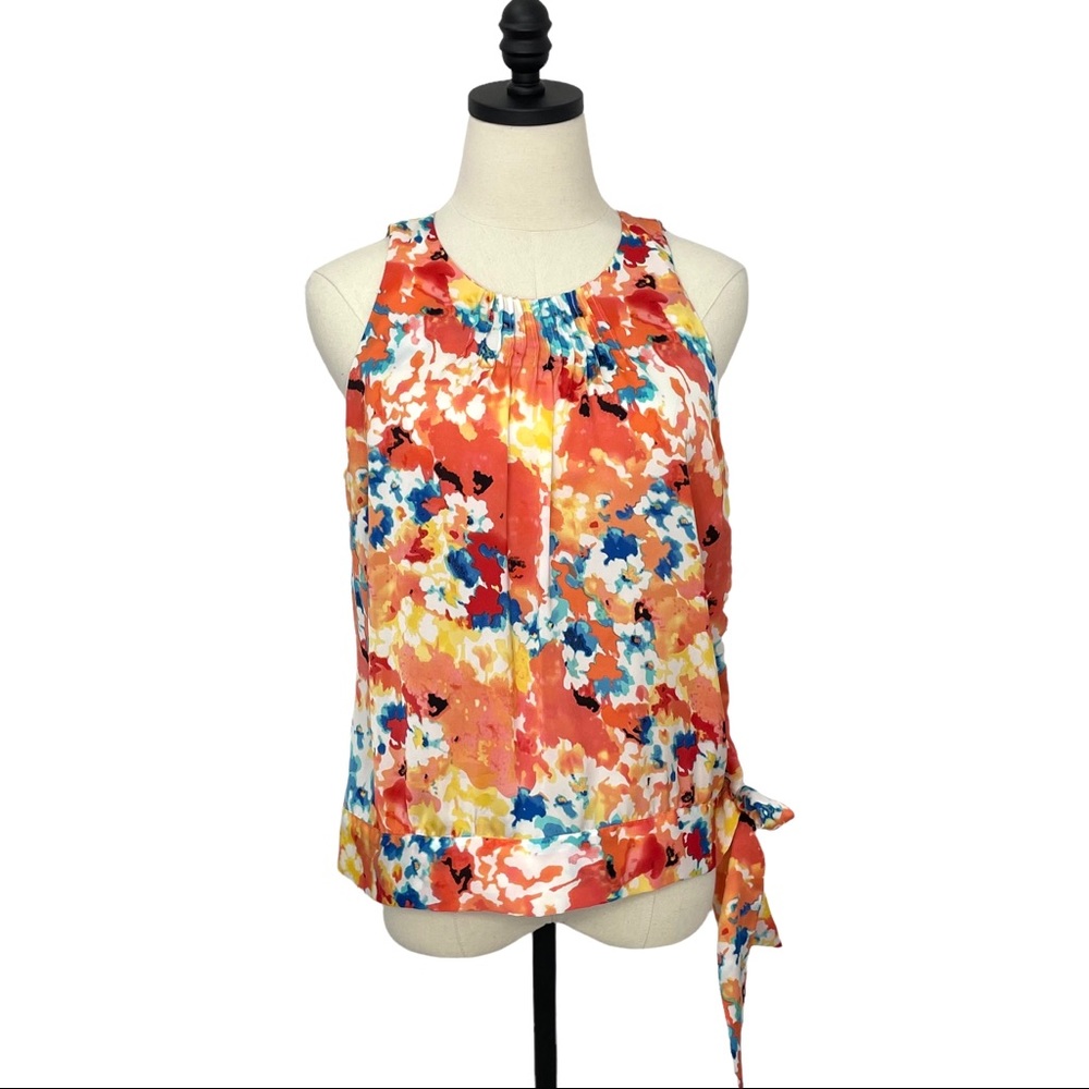 Apt. 9 Sleeveless Floral Print Top Side Tie Size Petite Large